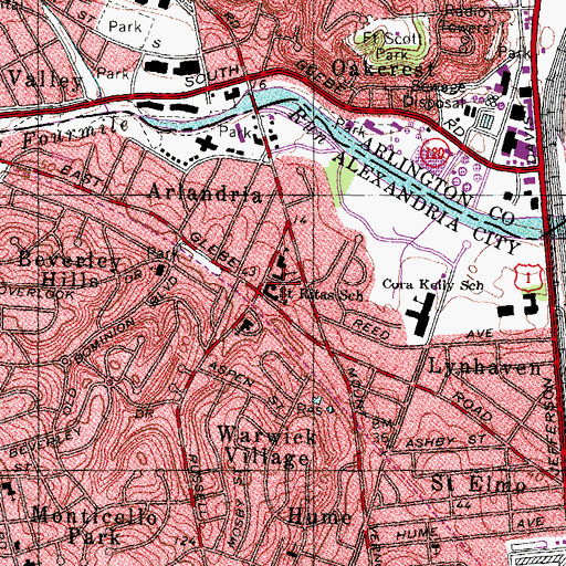 Topographic Map of Saint Rita Church, VA
