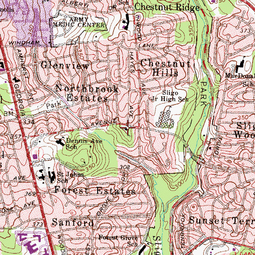 Topographic Map of Sligo Baptist Church, MD