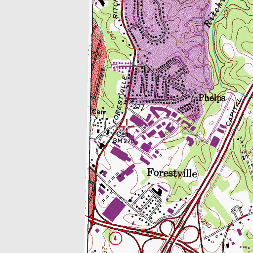 Topographic Map of The Commission Church of Christ, MD