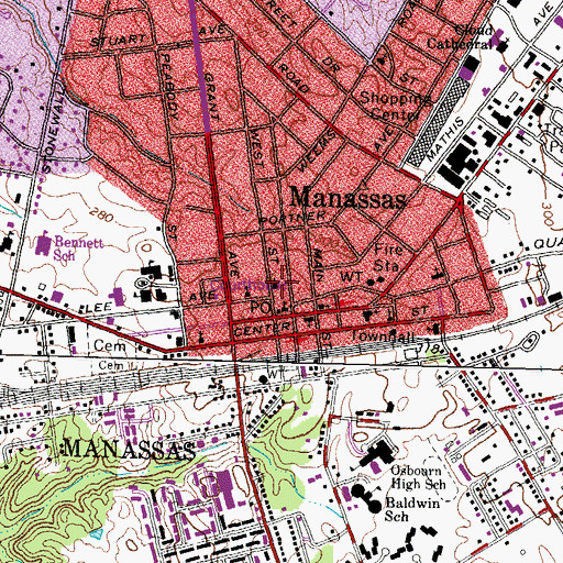 Topographic Map of Trinity Episcopal Church, VA