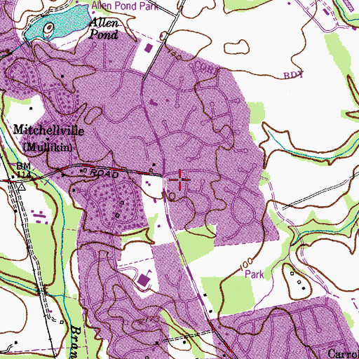 Topographic Map of United Parish of Bowie Presbyterian Church, MD