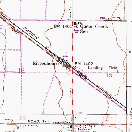 Topographic Map of Rittenhouse, AZ