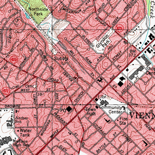 Topographic Map of Vienna Assembly of God Church, VA