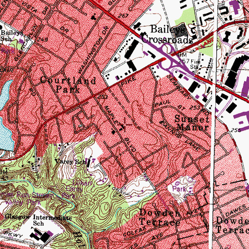 Topographic Map of Warner Baptist Church, VA