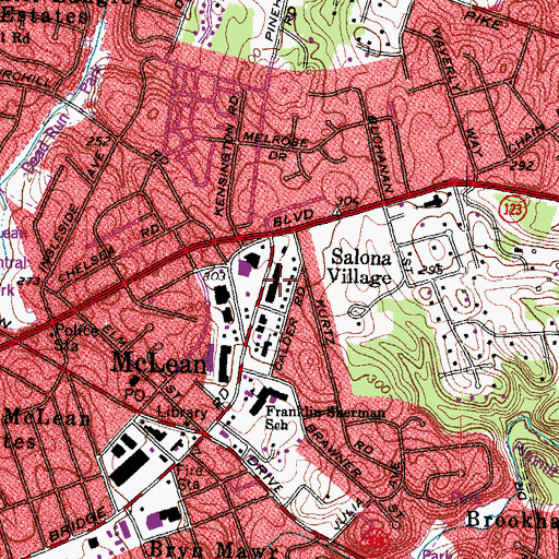 Topographic Map of Salona Village Shopping Center, VA