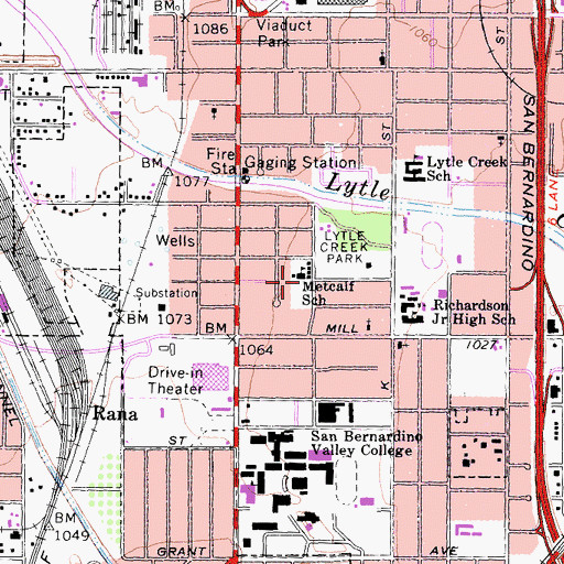 Topographic Map of Metcalf School (historical), CA
