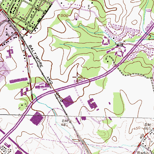Topographic Map of The Grove Shopping Center, MD