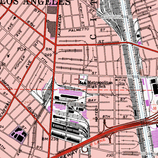 Topographic Map of Metropolitan Continuation High School, CA