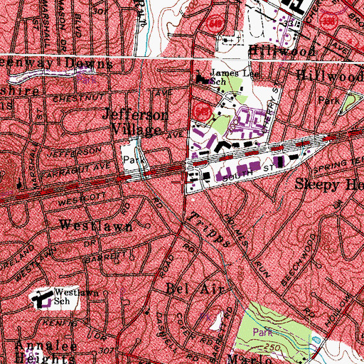 Topographic Map of Westlawn Shopping Center, VA