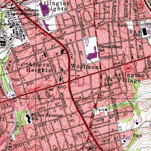 Topographic Map of Westmont Shopping Center, VA