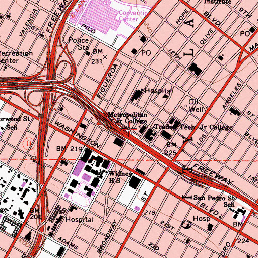 Topographic Map of Metropolitan Junior College, CA