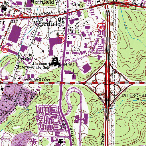 Topographic Map of Yorktown Center Shopping Center, VA