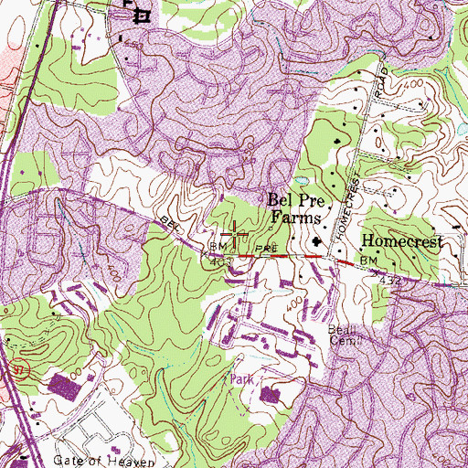 Topographic Map of Aquarius Park, MD