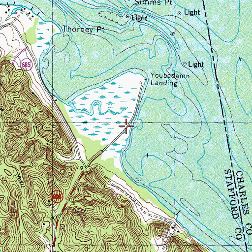 Topographic Map of Aquia Landing Beach Park, VA