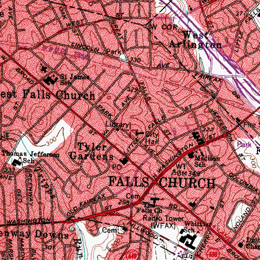 Topographic Map of Cherry Hill Park, VA