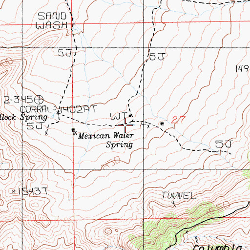 Topographic Map of Mexican Water Spring, CA