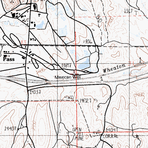Topographic Map of Mexican Well, CA