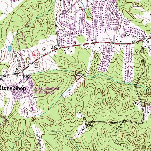 Topographic Map of Park Ridge Athletic Fields, VA