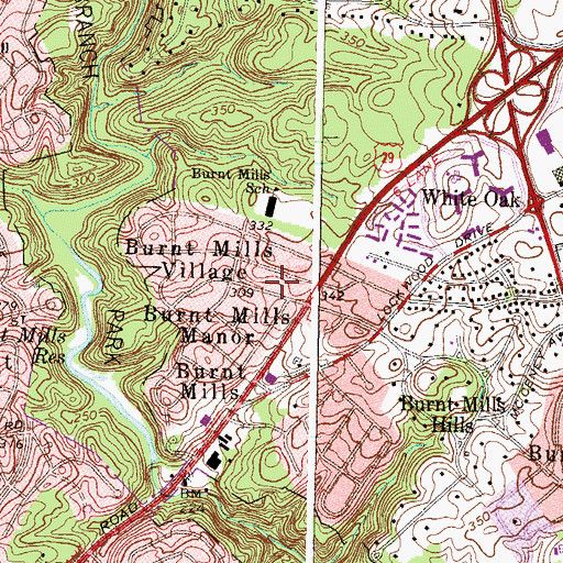 Topographic Map of Young Israel of White Oak Congregation, MD