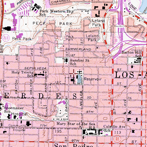Topographic Map of Meyler Street School, CA