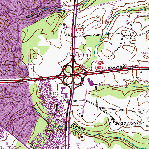 Topographic Map of Interchange 13, MD