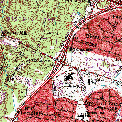 Topographic Map of Interchange 44, VA
