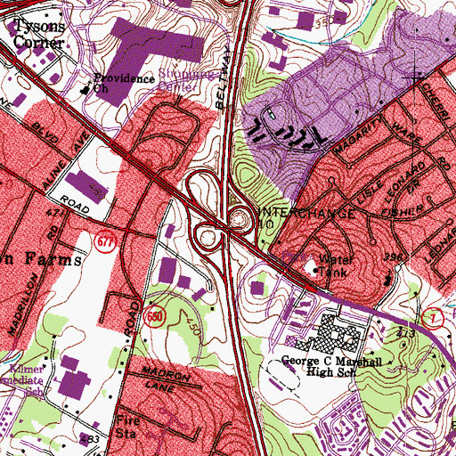 Topographic Map of Interchange 47, VA