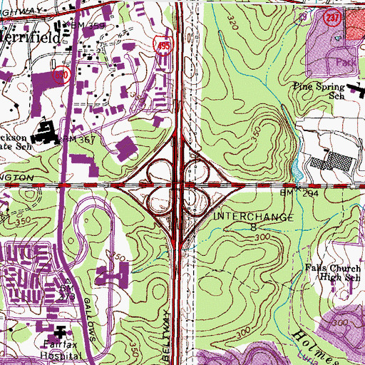 Topographic Map of Interchange 50, VA