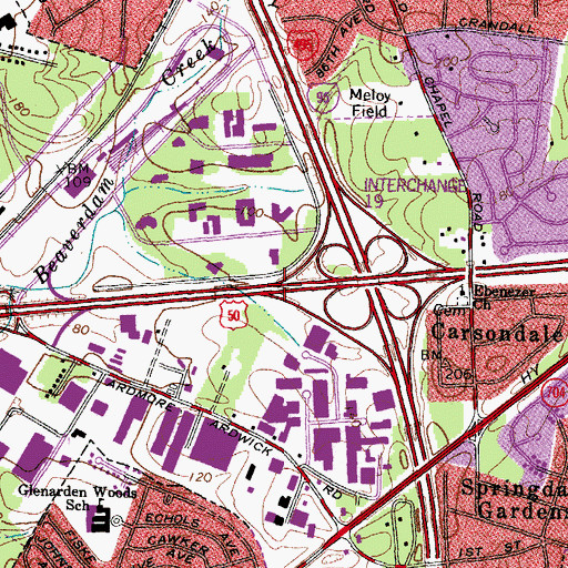 Topographic Map of Interchange 7, MD