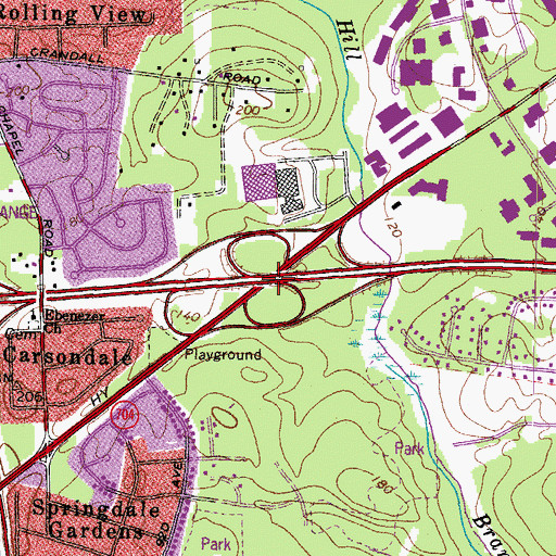 Topographic Map of Interchange 8, MD