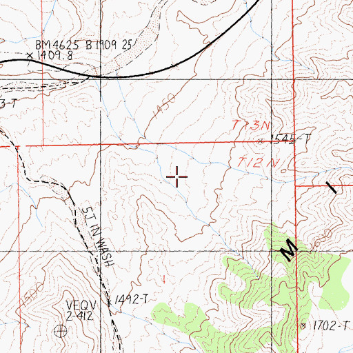 Topographic Map of Mid Hills, CA