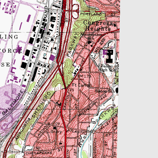 Topographic Map of Congress Heights Clinic, DC
