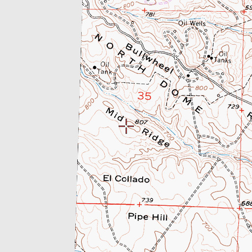 Topographic Map of Mid Ridge, CA