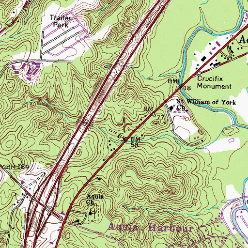 Topographic Map of Aquia Pines Campground, VA