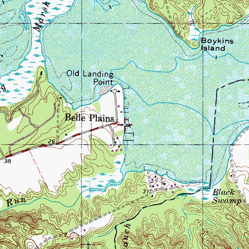 Topographic Map of Belle Harbor Yacht Club, VA