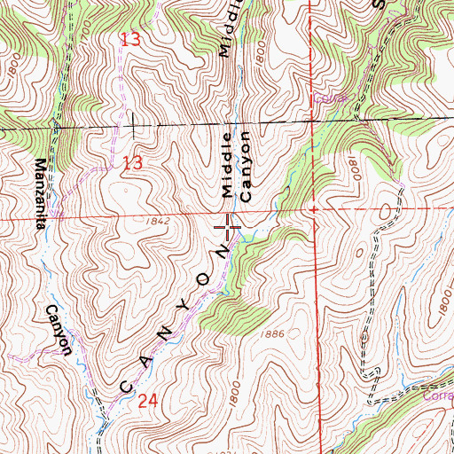 Topographic Map of Middle Canyon, CA