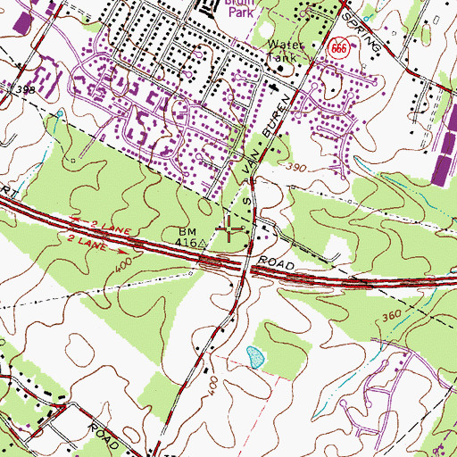 Topographic Map of Corporate Oaks Business Park, VA