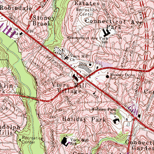 Topographic Map of Creek Colonial Viers Mill Shopping Center, MD