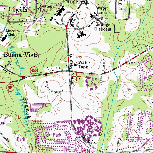Topographic Map of Duvall Village Shopping Center, MD