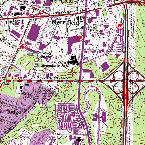 Topographic Map of Gatehouse Plaza Shopping Center, VA