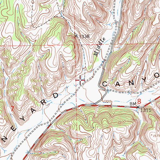 Topographic Map of Middle Fork, CA