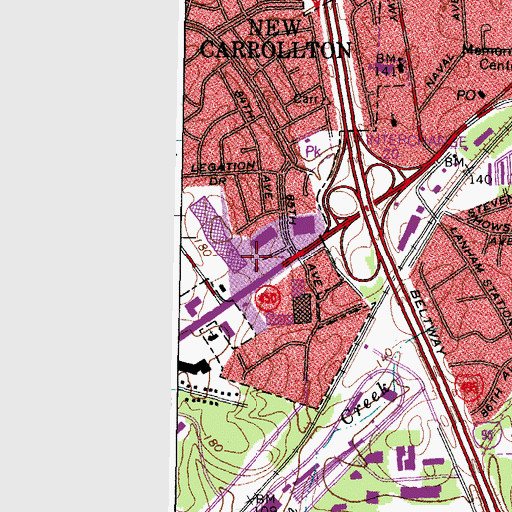 Topographic Map of Glen Ridge Shopping Center, MD