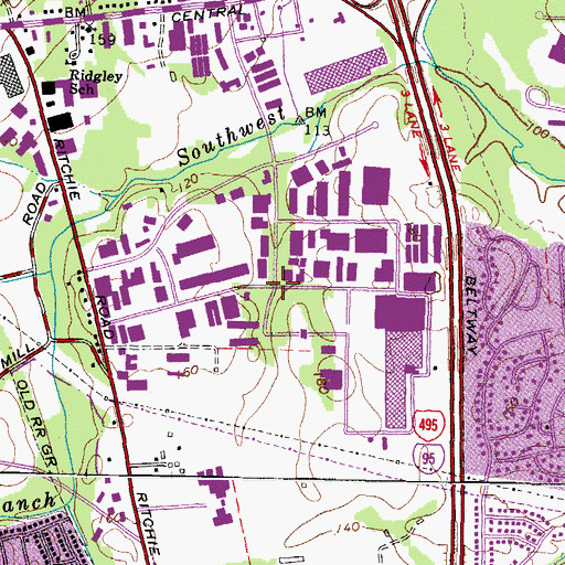 Topographic Map of Hampton Park, MD
