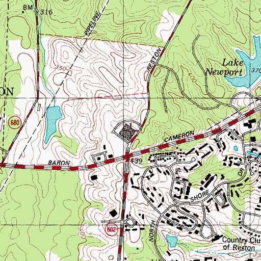 Topographic Map of Hechinger Shopping Center, VA