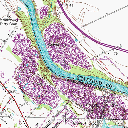 Topographic Map of Little Falls Boat Landing, VA