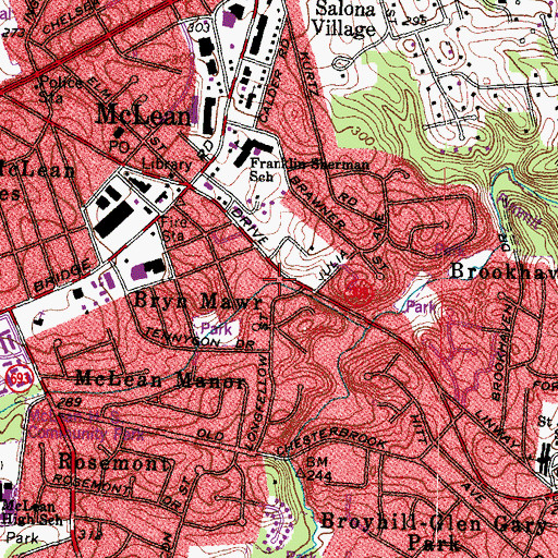 Topographic Map of McLean Square Shopping Center, VA