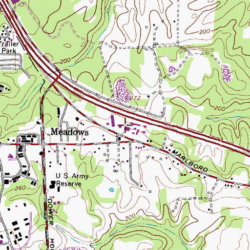 Topographic Map of Melwood Mall Shopping Center, MD