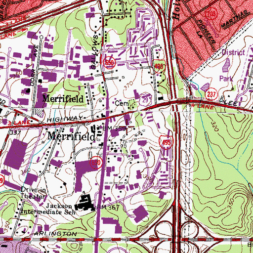 Topographic Map of Merrifield Plaza Shopping Center, VA