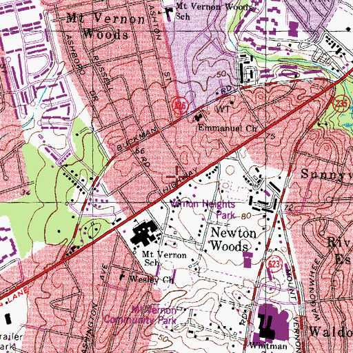 Topographic Map of Mount Vernon Shopping Center, VA