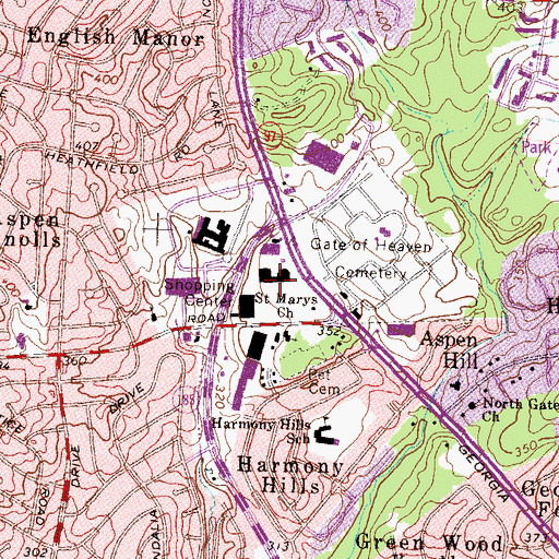 Topographic Map of Northgate Shopping Center, MD